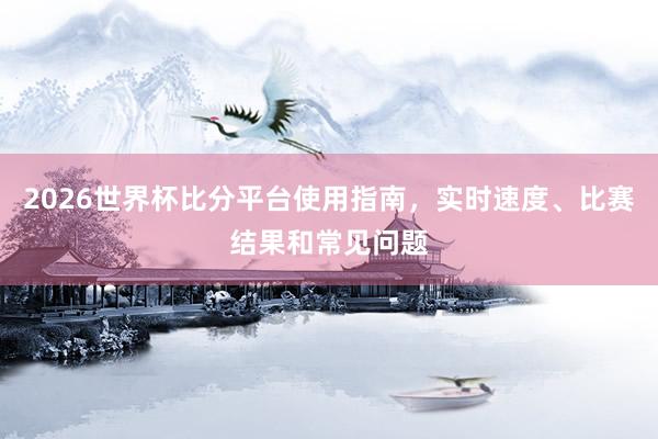 2026世界杯比分平台使用指南，实时速度、比赛结果和常见问题