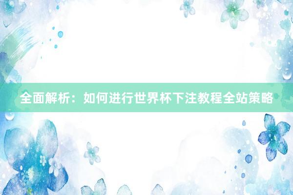 全面解析：如何进行世界杯下注教程全站策略